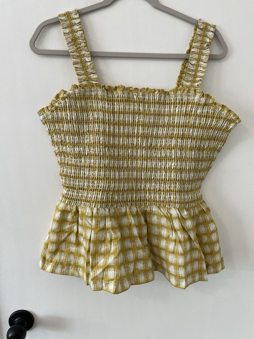 Candace Cameron Bure Printed Smocked Golden Olive XL J10